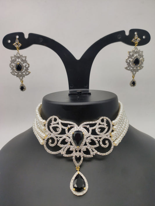 American Diamond Jewellery Set With Earrings.