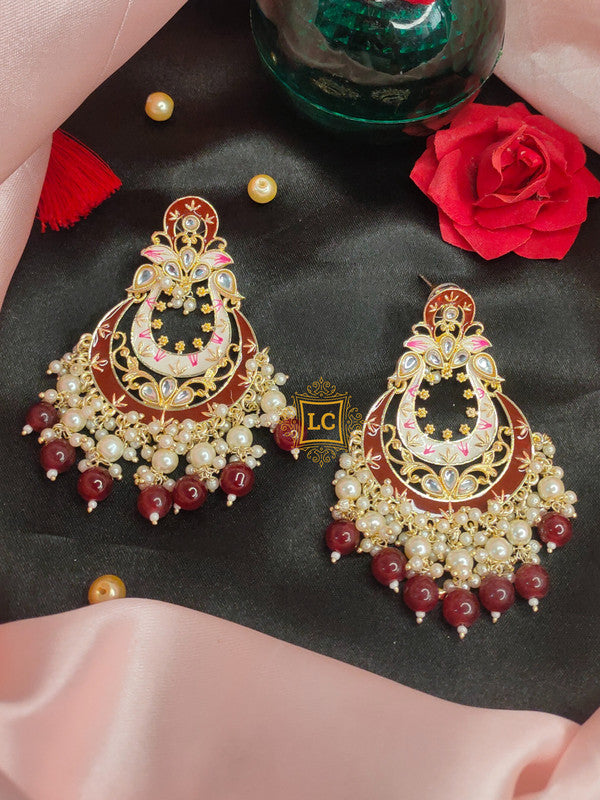 Sparkling Meenakari Chandbali Earrings