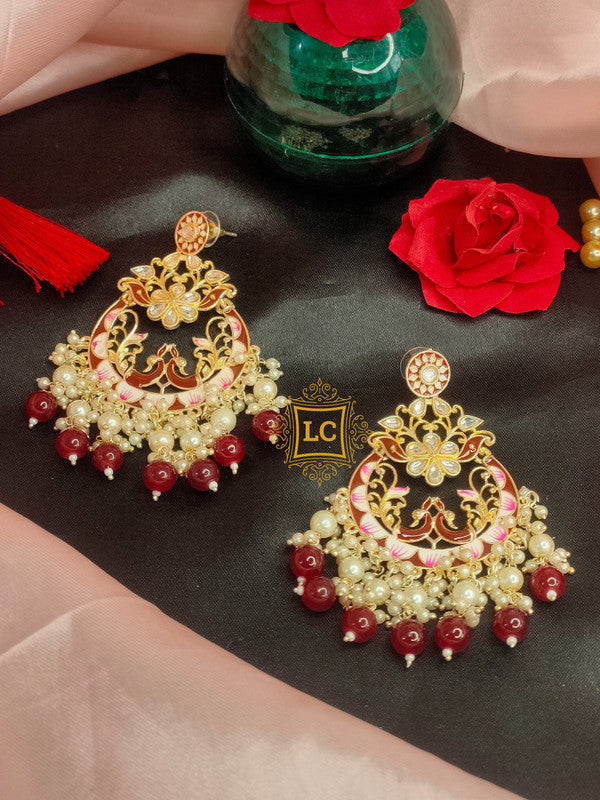 Sparkling Meenakari Chandbali Earrings