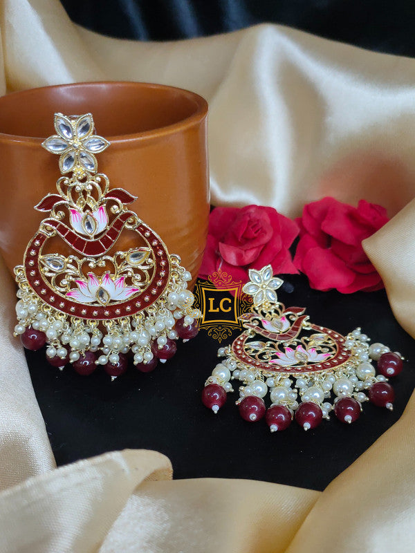 Sparkling Meenakari Chandbali Earrings