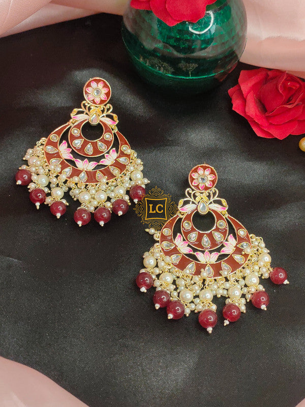 Sparkling Meenakari Chandbali Earrings