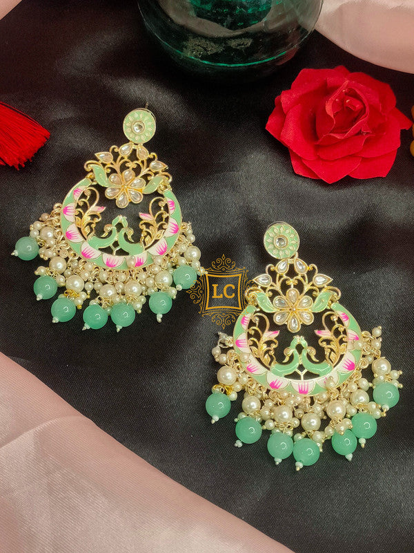 Sparkling Meenakari Chandbali Earrings