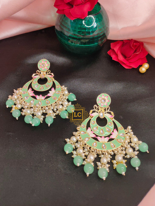 Sparkling Meenakari Chandbali Earrings