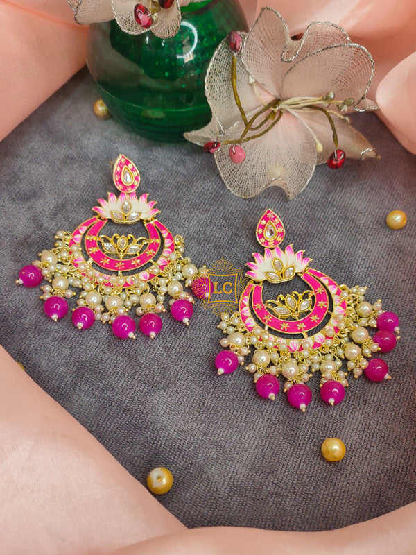 Sparkling Meenakari Chandbali Earrings