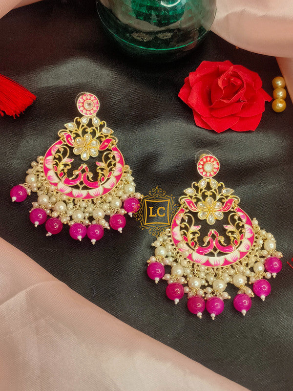 Sparkling Meenakari Chandbali Earrings
