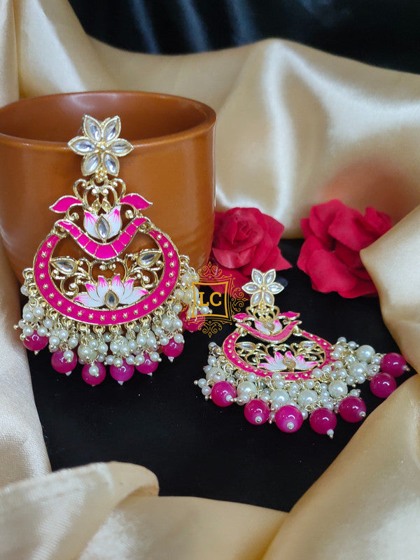 Sparkling Meenakari Chandbali Earrings