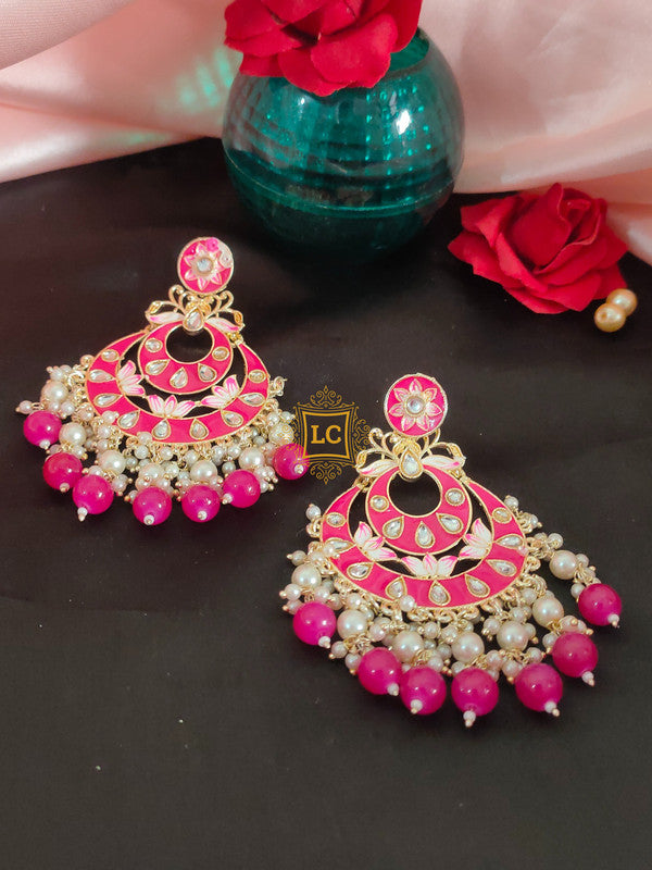 Sparkling Meenakari Chandbali Earrings