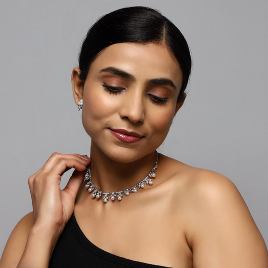 American Diamond Jewellery Set With Earrings.(LCN-52)