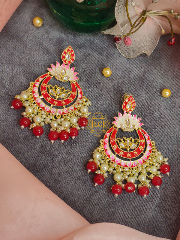 Sparkling Meenakari Chandbali Earrings
