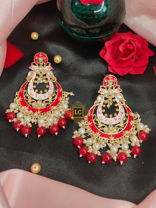 Sparkling Meenakari Chandbali Earrings