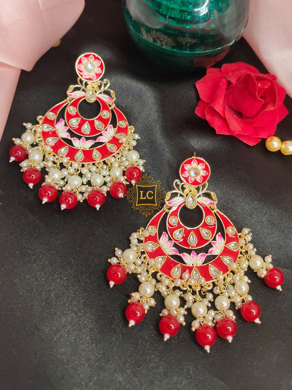 Sparkling Meenakari Chandbali Earrings