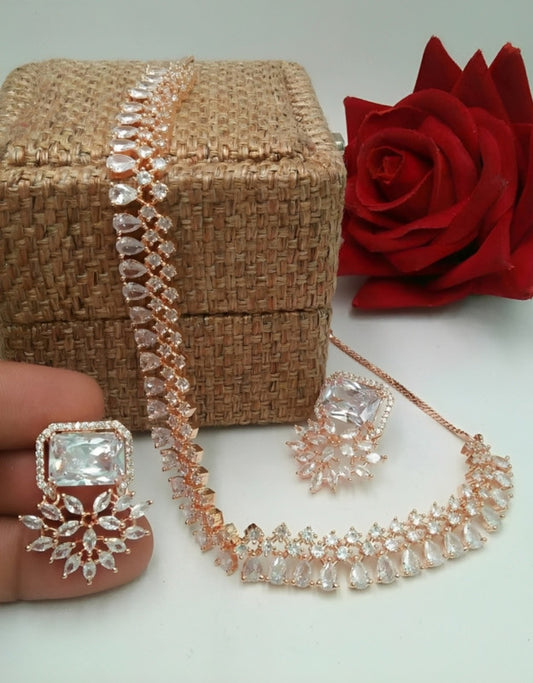 American Diamond Jewellery Set With Earrings.