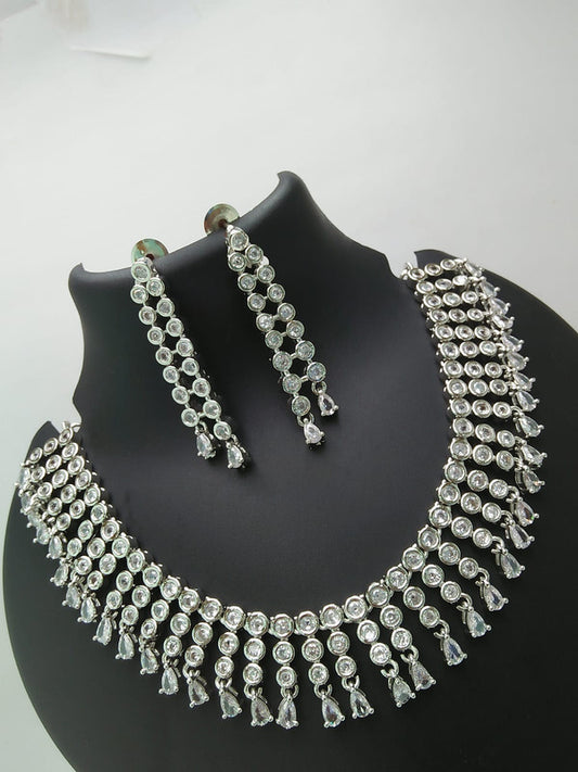 American Diamond Jewellery Set With Earrings.