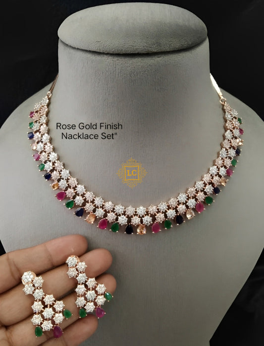 American Diamond Jewellery Set With Earrings.