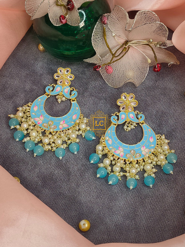 Sparkling Meenakari Chandbali Earrings