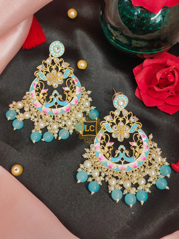 Sparkling Meenakari Chandbali Earrings