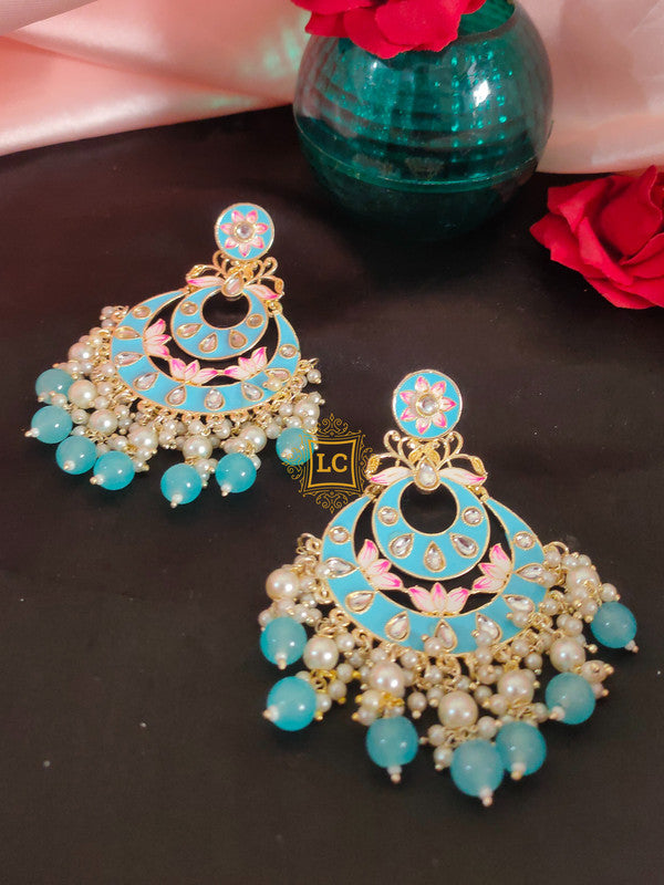 Sparkling Meenakari Chandbali Earrings
