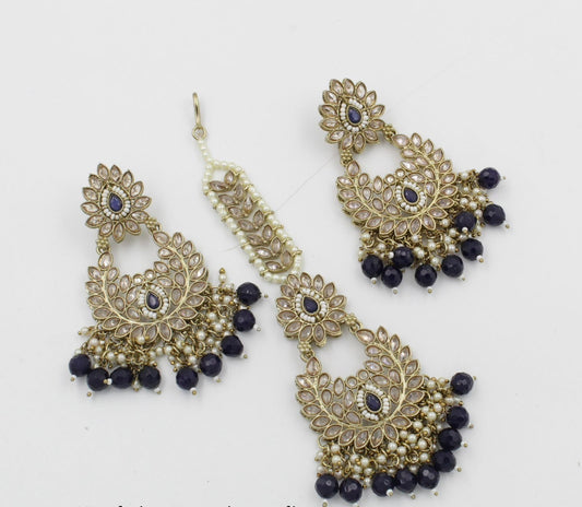 Chandbali Tika Set- Black