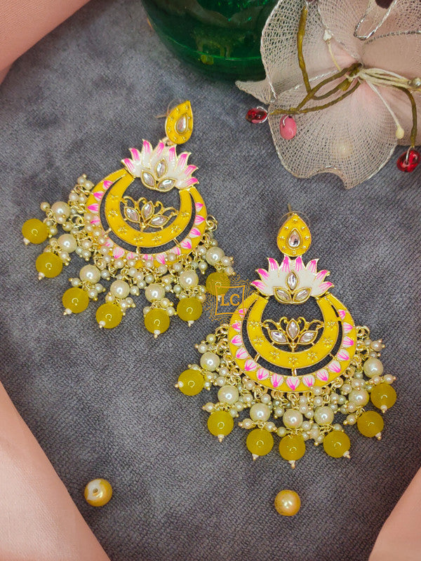 Sparkling Meenakari Chandbali Earrings
