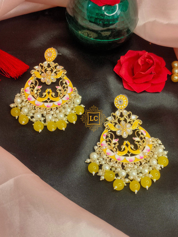 Sparkling Meenakari Chandbali Earrings
