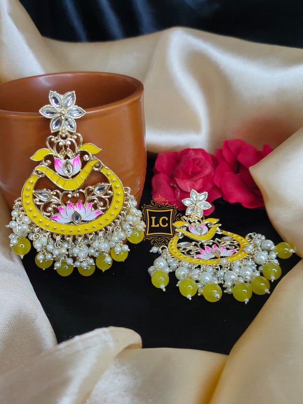 Sparkling Meenakari Chandbali Earrings