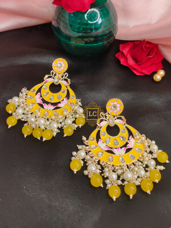 Sparkling Meenakari Chandbali Earrings