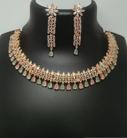 American Diamond Jewellery Set With Earrings.