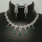 American Diamond Silver Jewellery Set With Earrings.