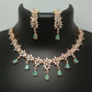 American Diamond Rose Gold Jewellery Set With Earrings.