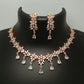 American Diamond Rose Gold Jewellery Set With Earrings.
