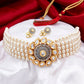 Elegant Kundan & Pearls Choker Necklace Set with Matching Earrings
