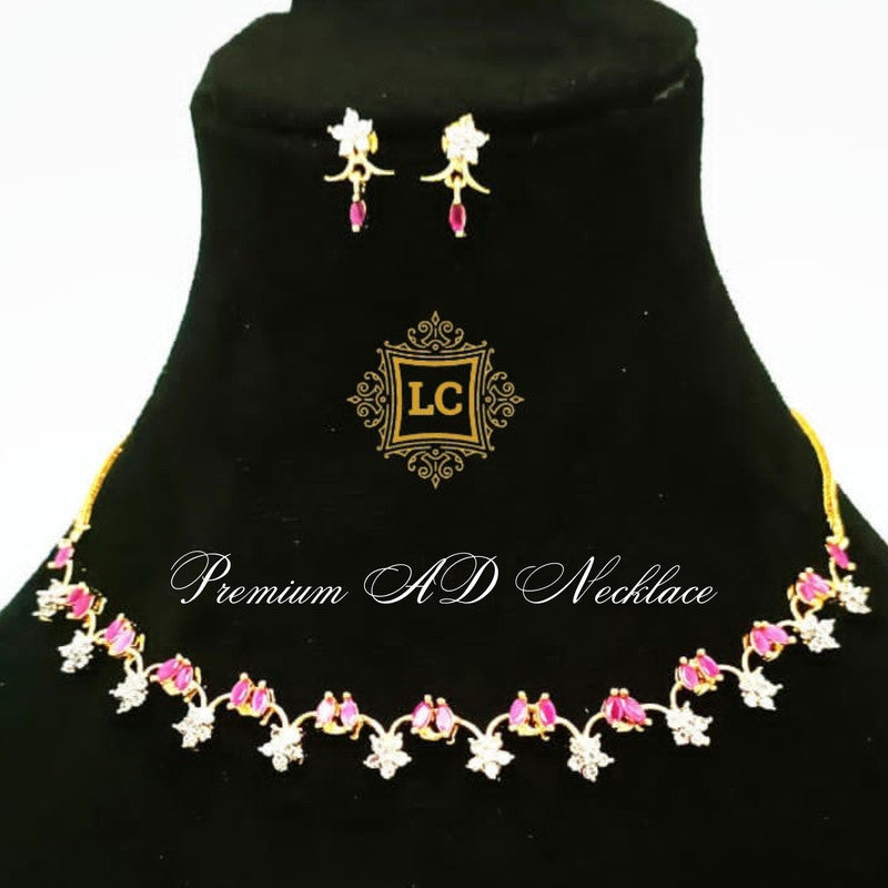 American Diamond Rose Gold Jewellery Set With Earrings.