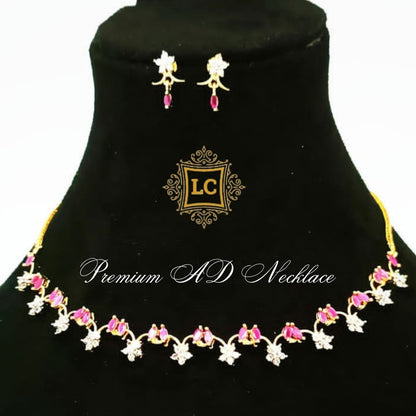 American Diamond Rose Gold Jewellery Set With Earrings.