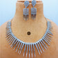 American Diamond Silver Jewellery Set With Earrings.