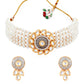 Elegant Kundan & Pearls Choker Necklace Set with Matching Earrings