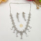 American Diamond Silver Jewellery Set With Earrings.