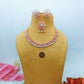 American Diamond Rose Gold Jewellery Set With Earrings and Maangtikka.