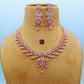 American Diamond Rose Gold Jewellery Set With Earrings.