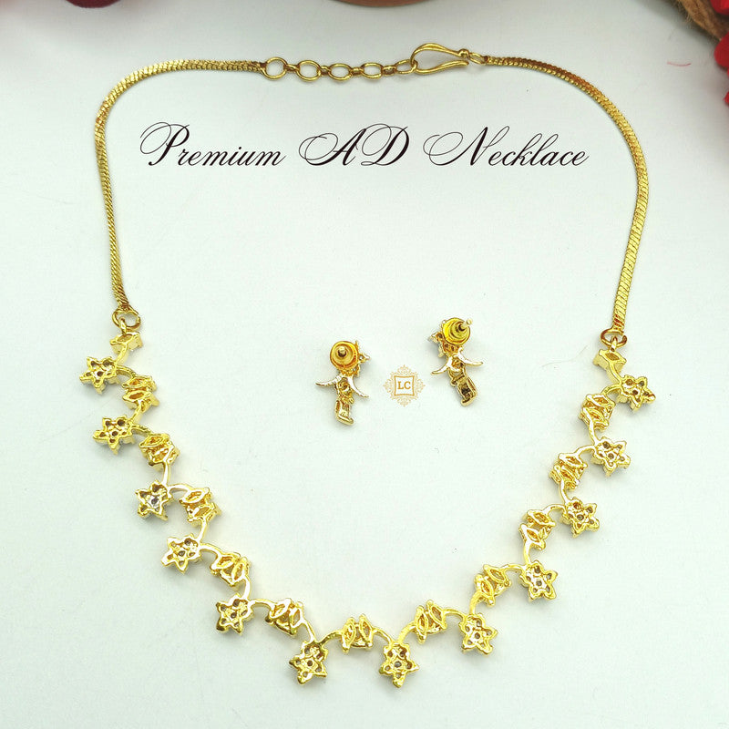 American Diamond Rose Gold Jewellery Set With Earrings.