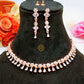 American Diamond Rose Gold Jewellery Set With Earrings.