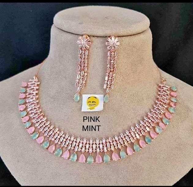 American Diamond Jewellery Set With Earrings.