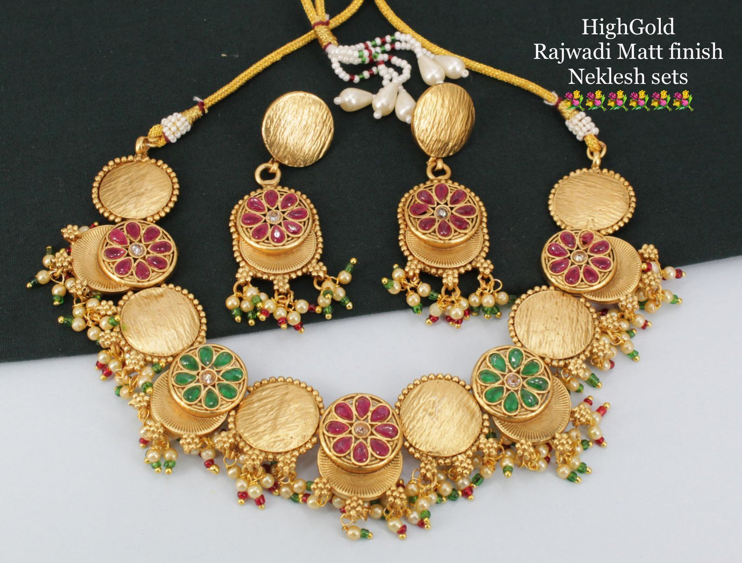 Rajwada Style Traditional Matt Finished High Gold Plated Bridal Traditional Jewellery