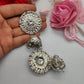 Oxidized Silver-Plated Jhumka Earrings with Pearls