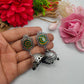 Oxidized Silver Floral Hexagon Earrings with Jhumka