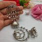 Oxidized Silver Plated Pearl Drops Earrings