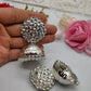 Silver-Plated Jhumka Earrings with Floral Design