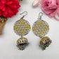 Oxidized Silver Earrings with Golden Design
