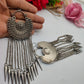 Oxidized Silver Earrings with Tribal Tassel and Spike Drop