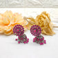 Buy Oxidized Jhumka Earrings: Pink Floral Design with Beads