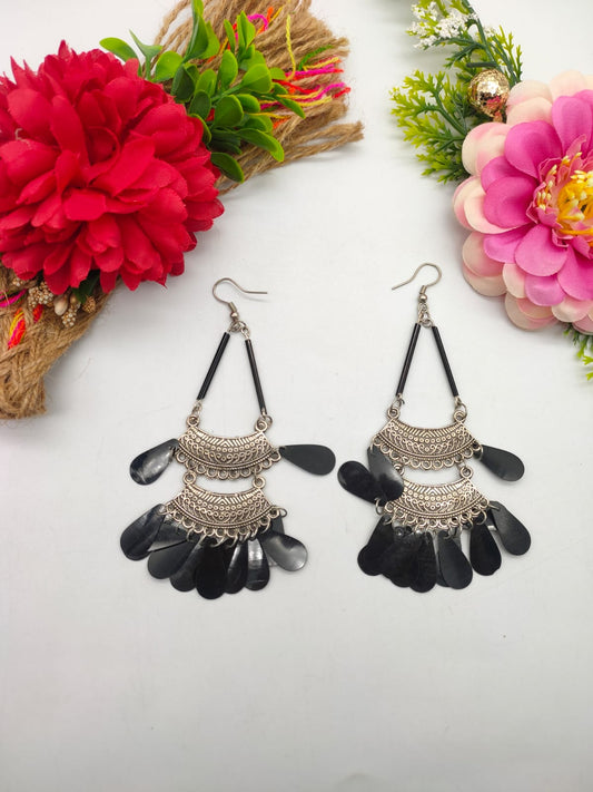 LC Jewelz Oxidized Silver Earrings - Unique & Stylish